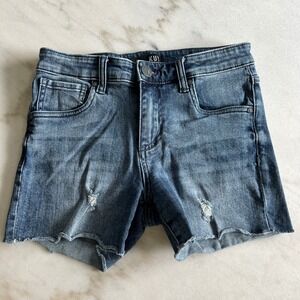 KUT From the Kloth Womens Blue Denim Distressed Frayed‎ Hem Shorts Size 0